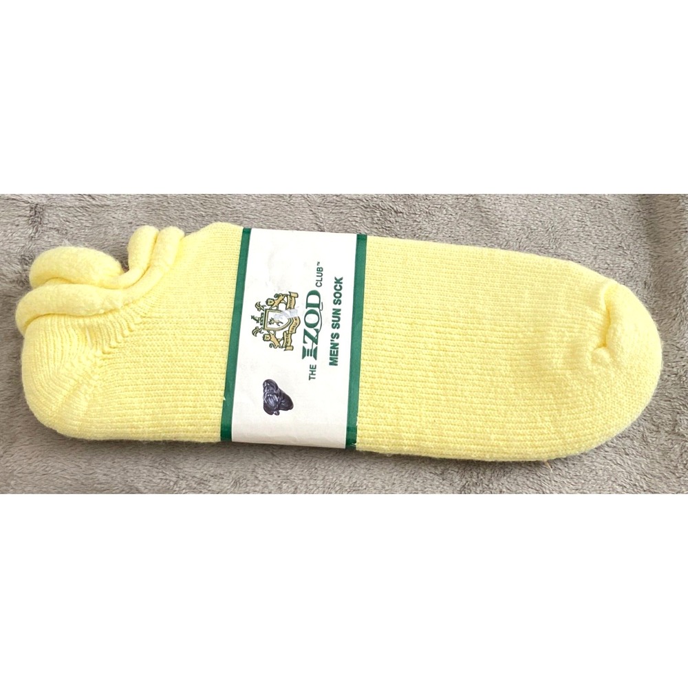Vintage Men's IZOD Pastel YELLOW Orlon Terry Cushion Foot ANKLE Sun SOCKS NEW